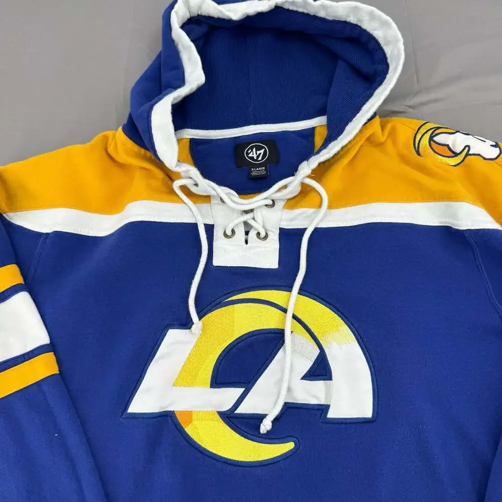 47 Brand Los Angeles Rams Hockey Lace Up Hooded Sweatshirt